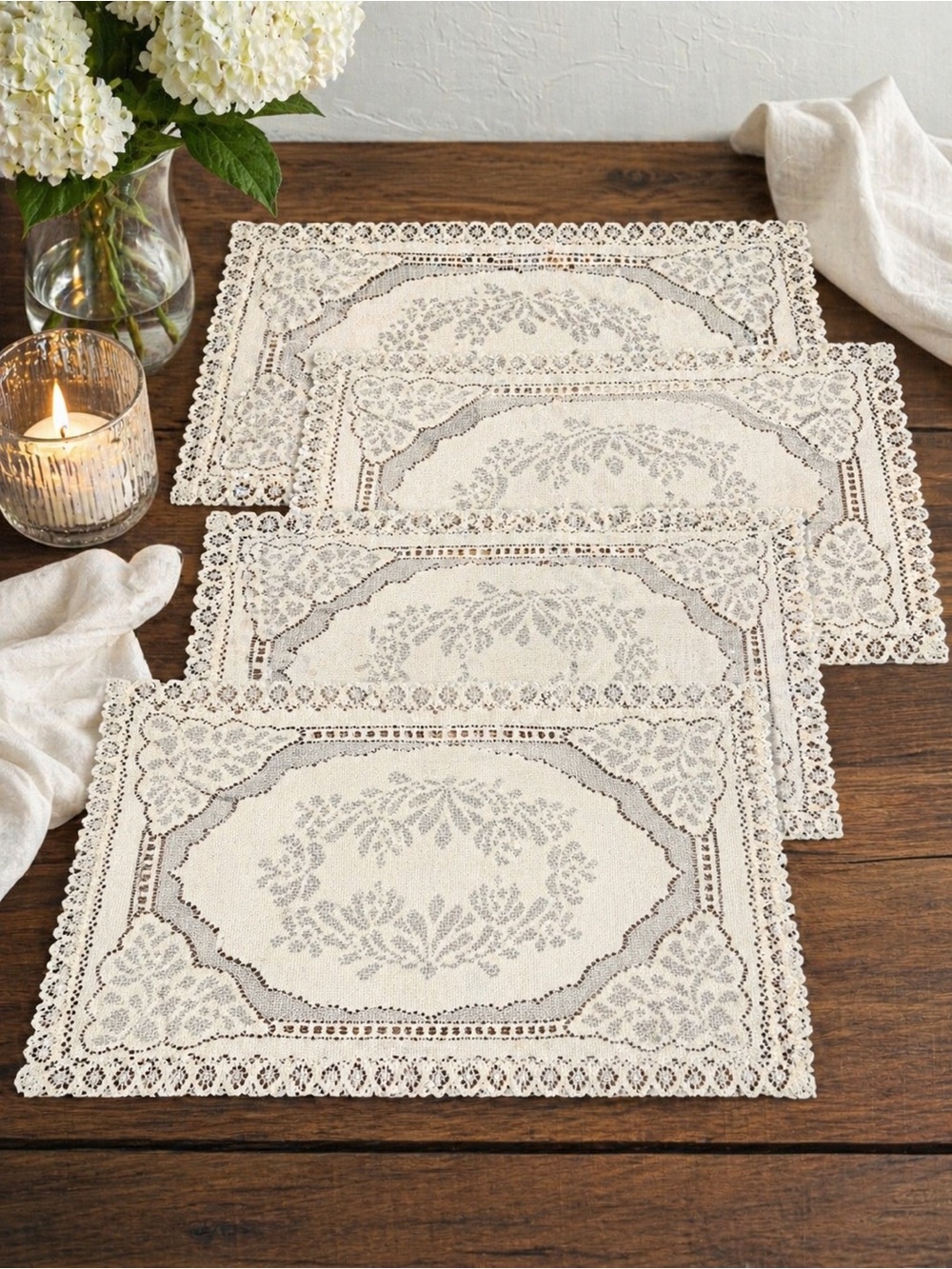 Classic Cream Lace Placemat Set - Elegant Home Dining